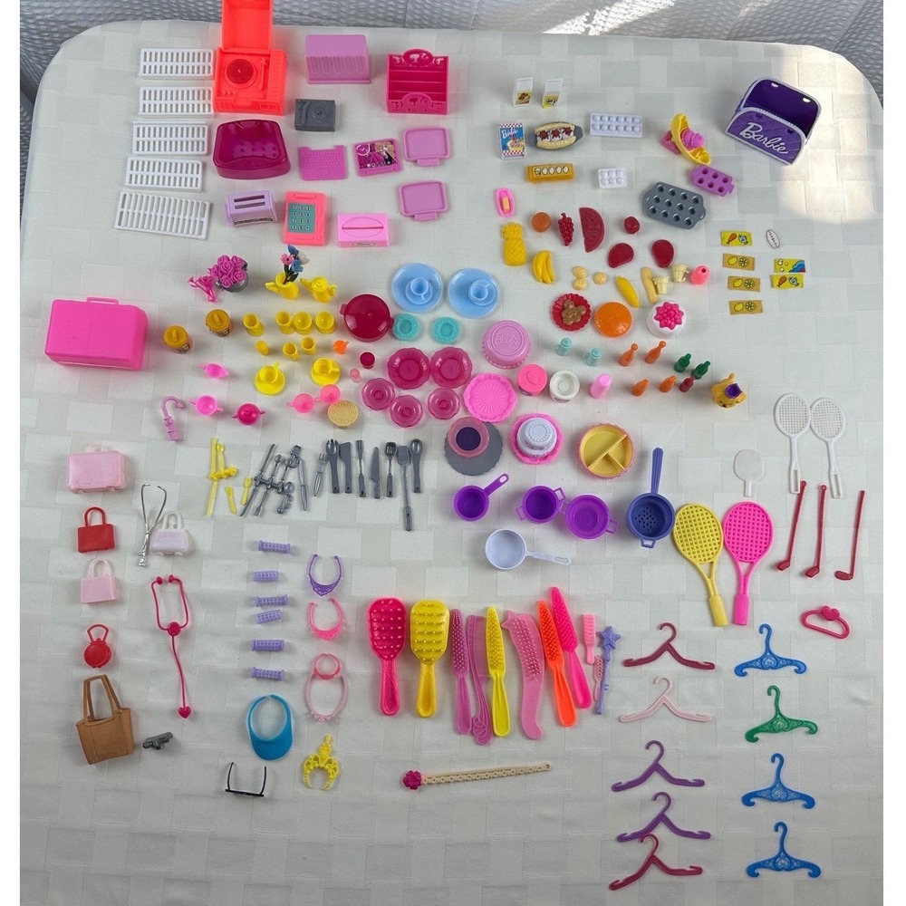 Barbie‎ Accessories LOT 170 pcs Kitchen Hair Sports Food Furniture Vintage